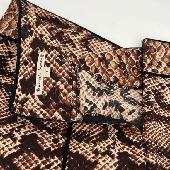 Nanette Lepore Women’s Black Brown Snakeskin Print Pencil Skirt Size 4 - Picture 5 of 9